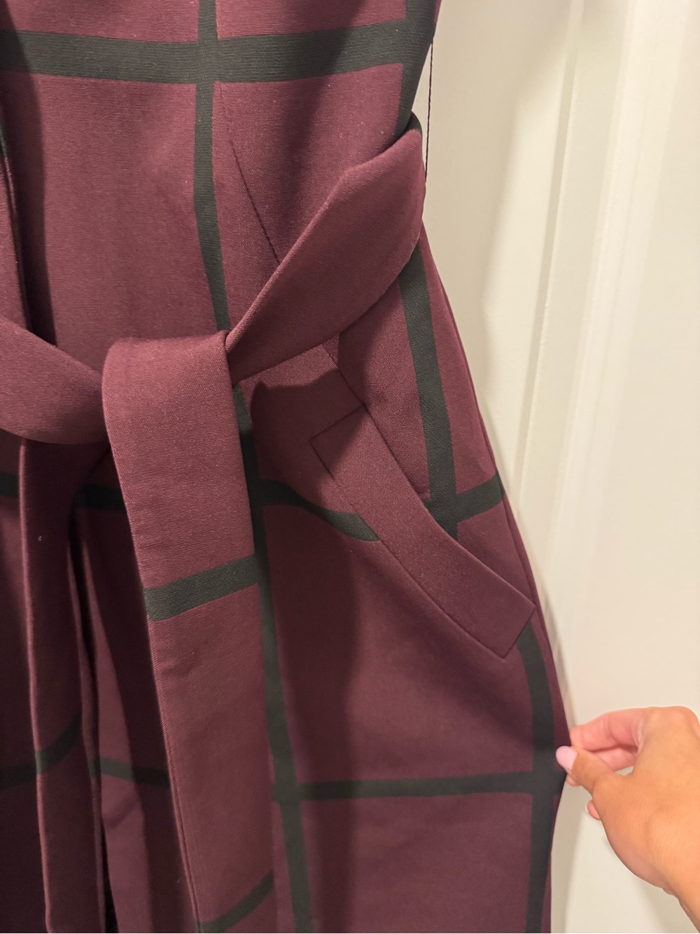 NWT Karen Millen Premium Compact Stretch Check Sleeveless Coat Size US 8/UK 12 - Picture 6 of 7